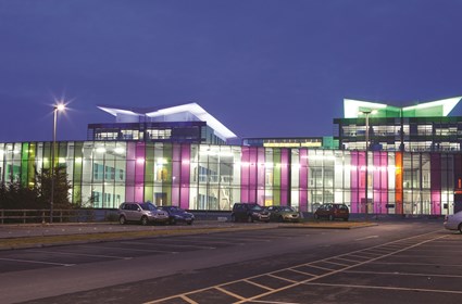 King’s Mill Hospital main entrance at night